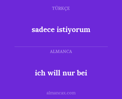 sadece istiyorum - ich will nur bei
