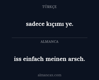 iss einfach meinen arsch. - sadece kıçımı ye.