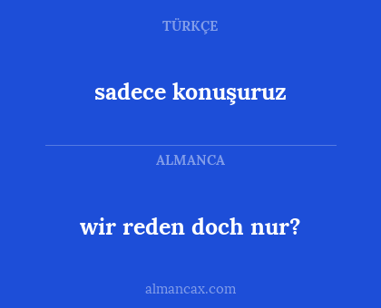 wir reden doch nur? - sadece konuşuruz