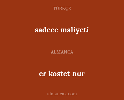 sadece maliyeti - er kostet nur