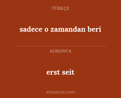 sadece o zamandan beri - erst seit