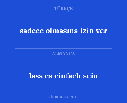 lass es einfach sein - sadece olmasına izin ver