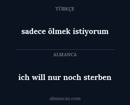 sadece ölmek istiyorum - ich will nur noch sterben