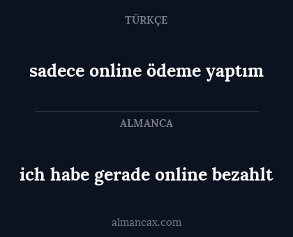 sadece online ödeme yaptım - ich habe gerade online bezahlt