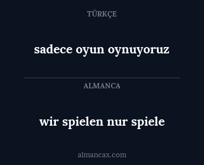 sadece oyun oynuyoruz - wir spielen nur spiele