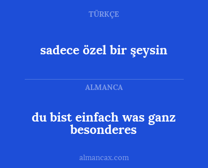 du bist einfach was ganz besonderes - sadece özel bir şeysin