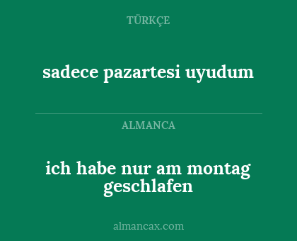 sadece pazartesi uyudum - ich habe nur am montag geschlafen