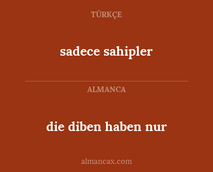 sadece sahipler - die diben haben nur