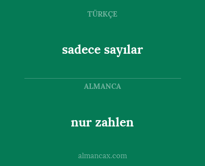 sadece sayılar - nur zahlen