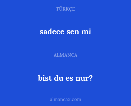 bist du es nur? - sadece sen mi
