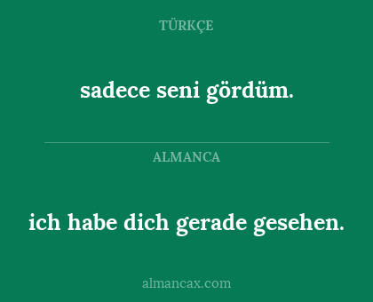 ich habe dich gerade gesehen. - sadece seni gördüm.