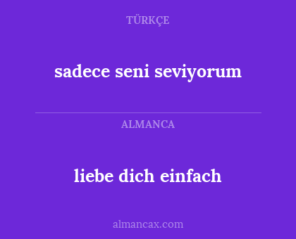 liebe dich einfach - sadece seni seviyorum