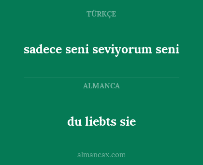 du liebts sie - sadece seni seviyorum seni