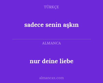nur deine liebe - sadece senin aşkın