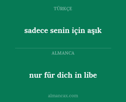 nur für dich in libe - sadece senin için aşık