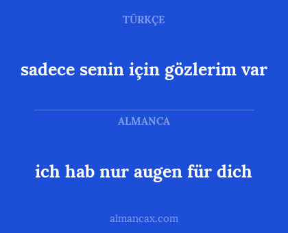 ich hab nur augen für dich - sadece senin için gözlerim var