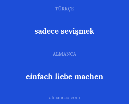 einfach liebe machen - sadece sevişmek