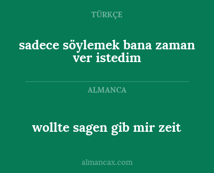 wollte sagen gib mir zeit - sadece söylemek bana zaman ver istedim