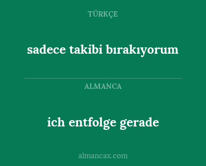 sadece takibi bırakıyorum - ich entfolge gerade