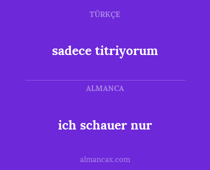 ich schauer nur - sadece titriyorum