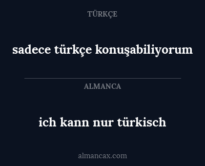 ich kann nur türkisch - sadece türkçe konuşabiliyorum