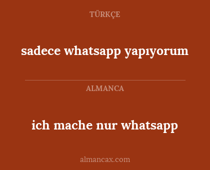 sadece whatsapp yapıyorum - ich mache nur whatsapp