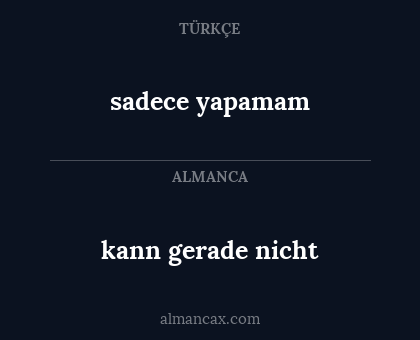 sadece yapamam - kann gerade nicht