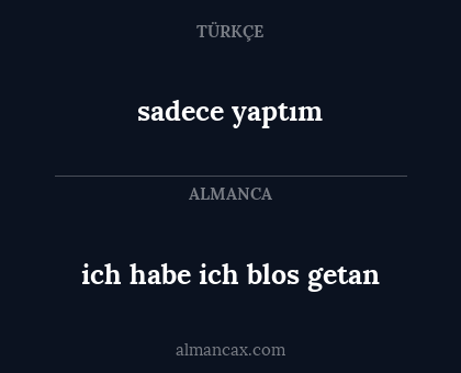 ich habe ich blos getan - sadece yaptım