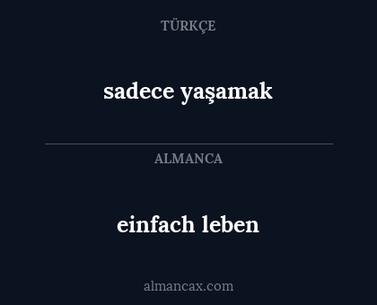 einfach leben - sadece yaşamak