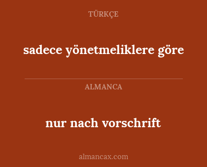 sadece yönetmeliklere göre - nur nach vorschrift