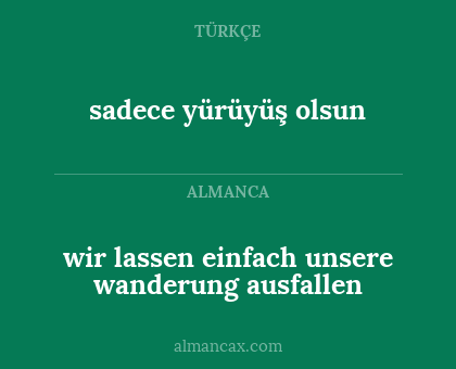 wir lassen einfach unsere wanderung ausfallen - sadece yürüyüş olsun