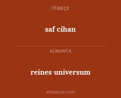 saf cihan - reines universum