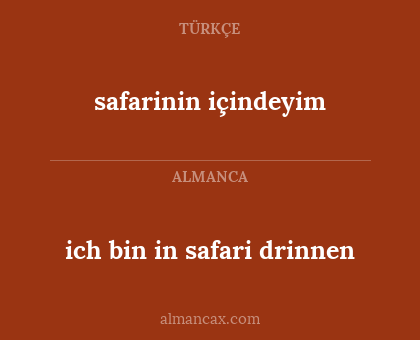 ich bin in safari drinnen - safarinin içindeyim