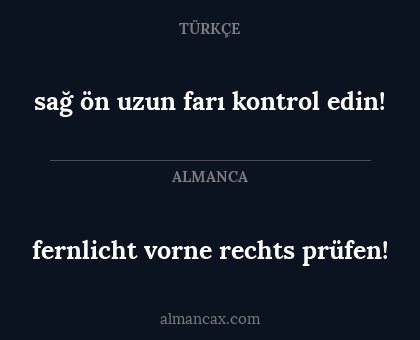 fernlicht vorne rechts prüfen! - sağ ön uzun farı kontrol edin!