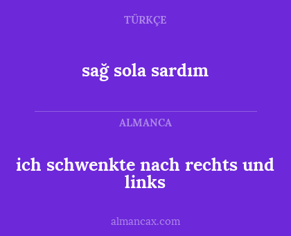 sağ sola sardım - ich schwenkte nach rechts und links
