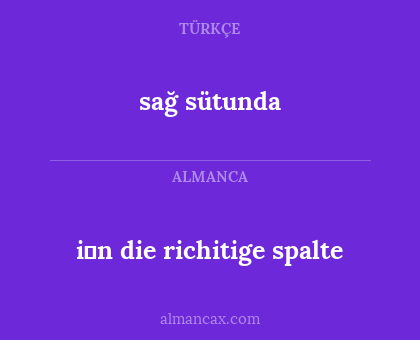 i̇n die richitige spalte - sağ sütunda