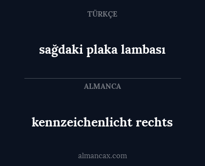 sağdaki plaka lambası - kennzeichenlicht rechts
