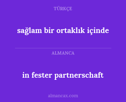 in fester partnerschaft - sağlam bir ortaklık içinde