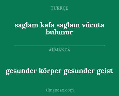 gesunder körper gesunder geist - saglam kafa saglam vücuta bulunur