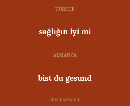 sağlığın iyi mi - bist du gesund
