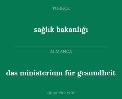 das ministerium für gesundheit - sağlık bakanlığı