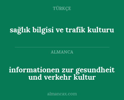 sağlık bilgisi ve trafik kulturu - informationen zur gesundheit und verkehr kultur