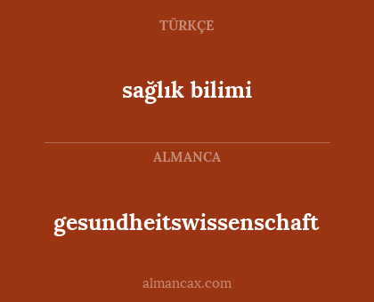 sağlık bilimi - gesundheitswissenschaft