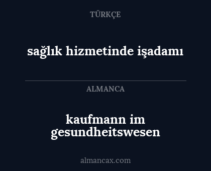 sağlık hizmetinde işadamı - kaufmann im gesundheitswesen