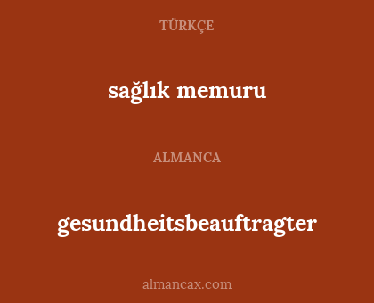 sağlık memuru - gesundheitsbeauftragter