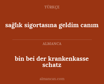 bin bei der krankenkasse schatz - sağlık sigortasına geldim canım