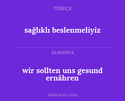 sağlıklı beslenmeliyiz - wir sollten uns gesund ernähren