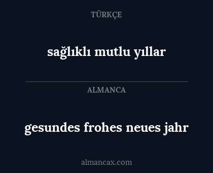 sağlıklı mutlu yıllar - gesundes frohes neues jahr