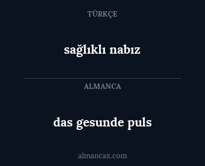 sağlıklı nabız - das gesunde puls