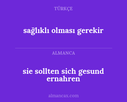 sie sollten sich gesund ernahren - sağlıklı olması gerekir